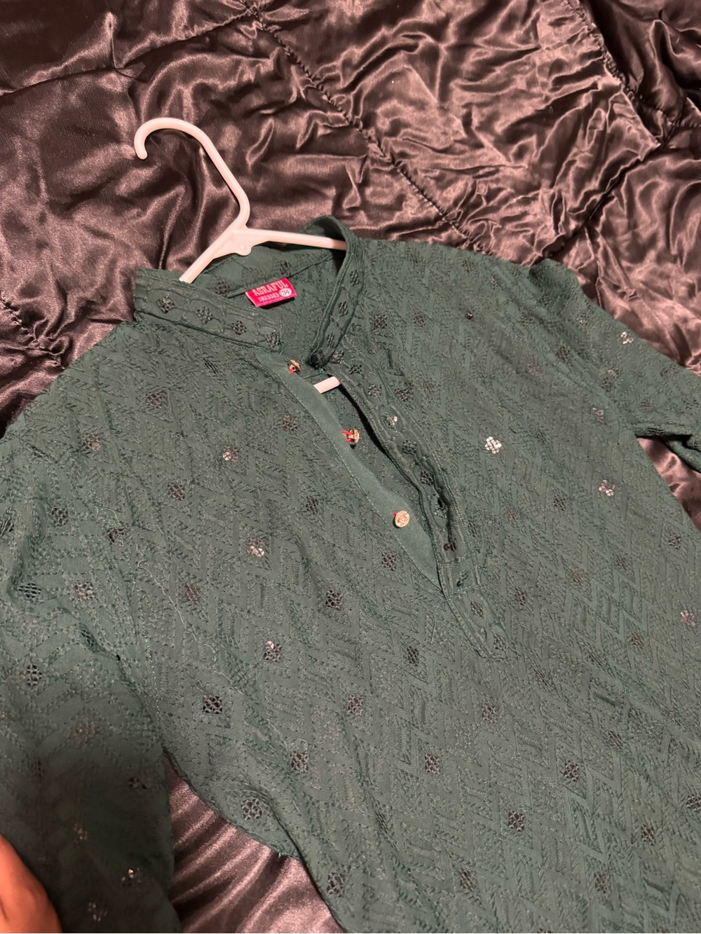 Embroidered Green Tunic Top